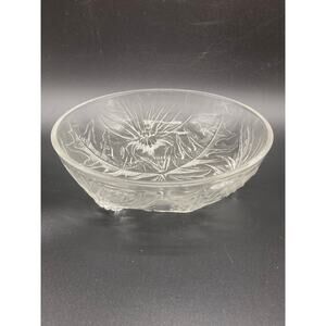 Verlys Embossed Glass Art Deco Bowl 8.5" Chardon (Thistle-Pattern) Vintage 1930s